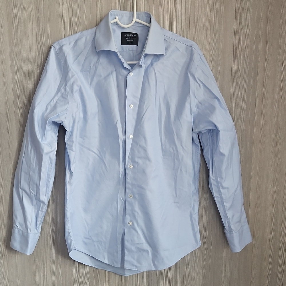 Nordstrom Men's Trim Fit Non Iron Dress Shirt In Light Blue